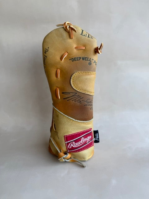 Driver cover made from a vintage Rawlings baseball glove, with original lacing and signature